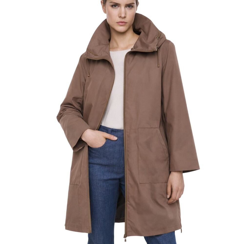 AKRIS Reversible Cashmere Silk Parka Jacket Brown Tan 8